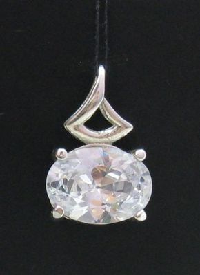 Genuine Sterling Silver Pendant with Cubic Zirconia Solid Hallmarked 925 Handmade