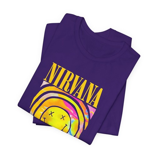 Nirvana Smiley Face Kurt Cobain Neon Vintage Band Premium Blend Concert T-Shirt - Picture 14 of 15