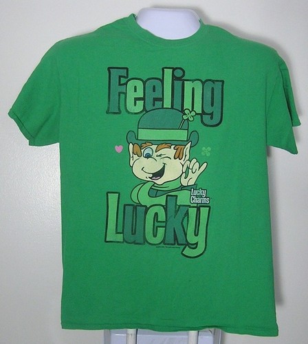 mens t shirt size l lucky charms cereal leprechaun green irish