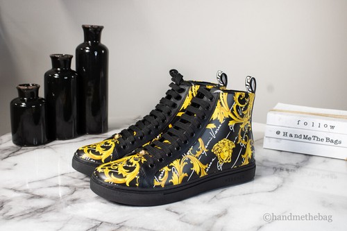 Versace High Top Leder Vitello St. Barocco Signature Printed Sneaker Schuhe - Bild 8 von 9