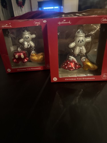 Hallmark Ornaments Blown Glass MICKEY & MINNIE MOUSE Disney Christmas - Bild 1 von 3