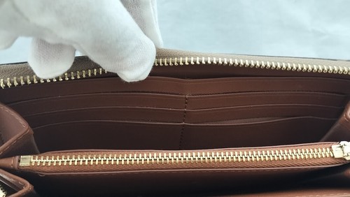COACH C4452 Signature Zip Around Wallet Khaki Saddle Long Purse from Japan - Picture 9 of 16