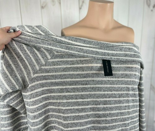 Neu mit Etikett Lane Bryant grau weiß gestreift schulterfrei LS Pullover Sweater - 26/28 - Bild 7 von 8