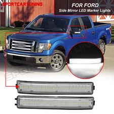 For 09-14 Ford F150 White LED Side Mirror Light Turn Signal Lamp Reflector Clear