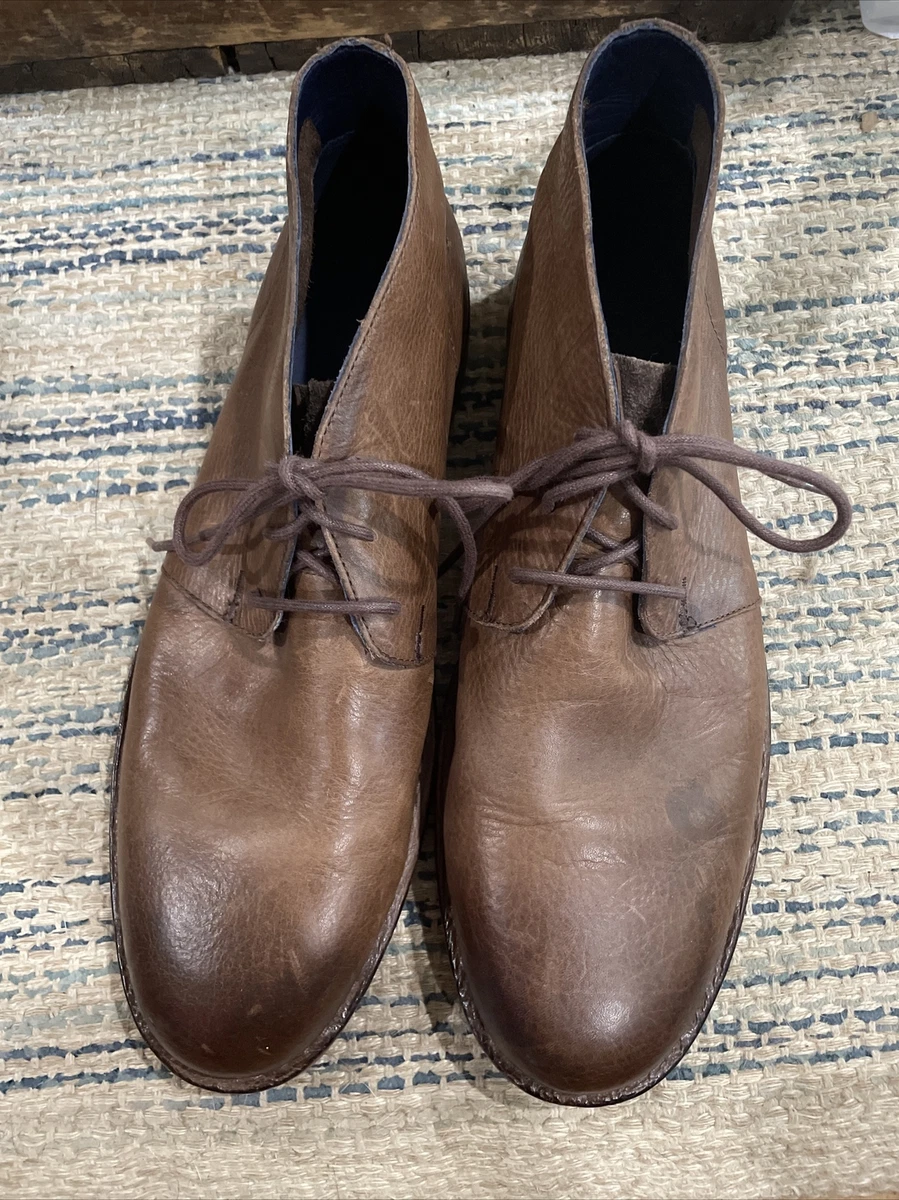 COLE HAAN GLENN Chukka Lace Up Distressed Brown Leather Ankle
