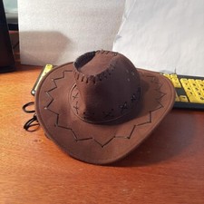 NEW Cowboy girl Hat Faux Suede Stitching Sheriff Deputy Rancher Brown