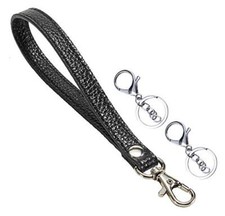 Wristlet KeyChain Strap for Wallets Bag Keys A Black silver Clasp 2keychain 