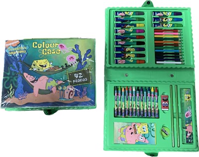 Spongebob Squarepants Colour Case 42 Pieces Pencils, Pens, Ruler - Viacom 2008