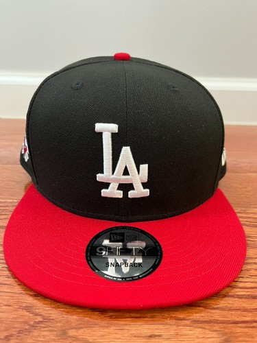 Los Angeles Dodgers New Eran MLB 50th Anniversary 9Fifty Snapback Hat Black/Red - Picture 5 of 7