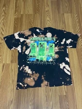 Minecraft Shirt Boys XL  Short Sleeve Graphic Shirt Bleached Tie Dye