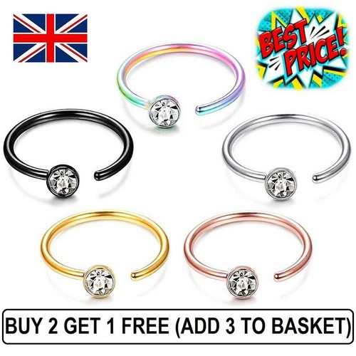 Nose Ring Surgical Steel Septum Clicker Hinge Segment Face Ear Lip Hoop Piercing - Picture 26 of 39