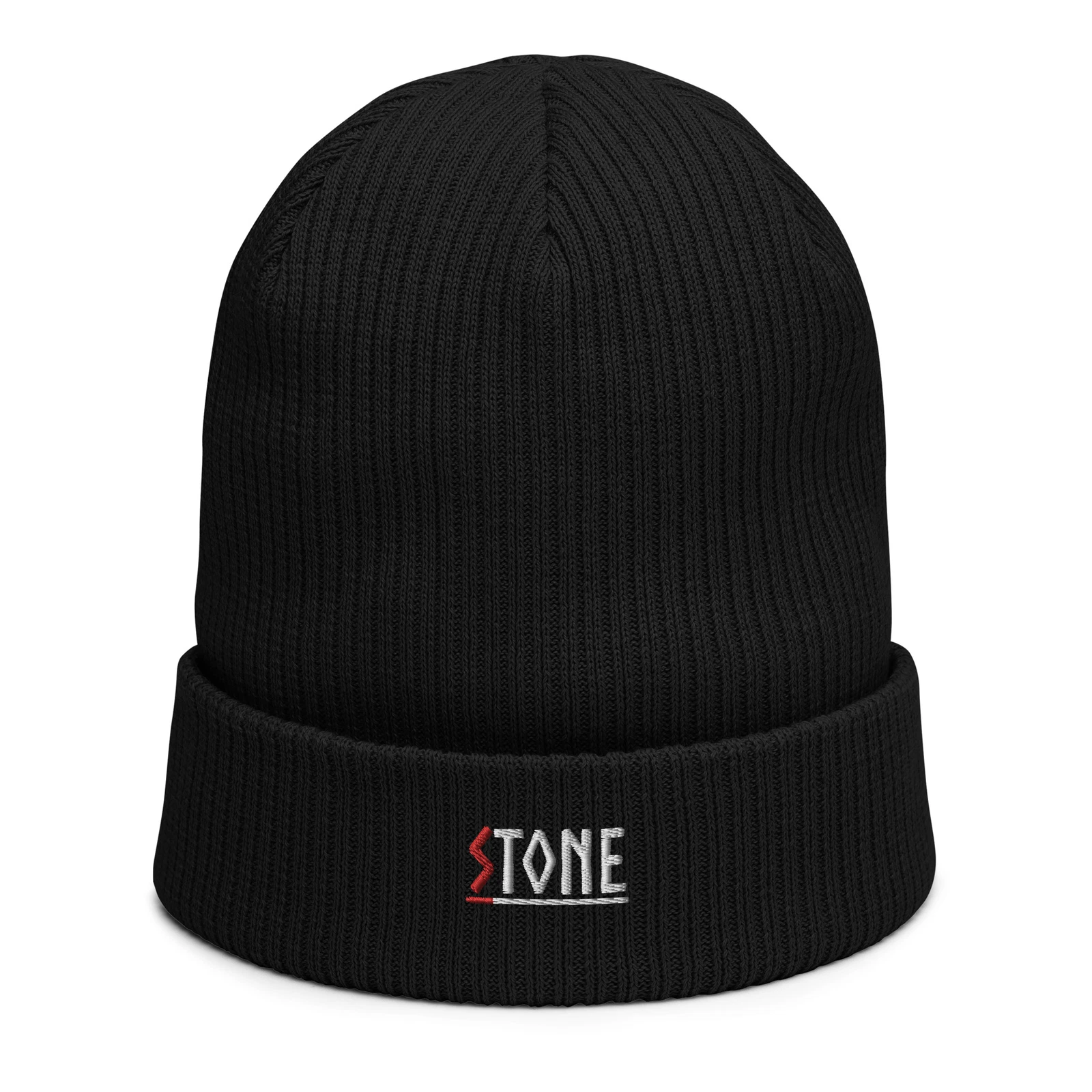 Stone Font 2 Colour Organic ribbed beanie