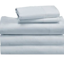 California Design Den Split King Sheet Set  500TC Cotton Damask Stripe Sky Blue 