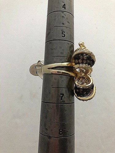 Ring Sterlingsilber 0,925 Gold Vermeil Schokolade und Klar CZ 30 mm Bandgröße 6 - Bild 8 von 10
