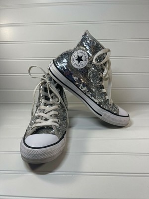 silver sequin converse shoes