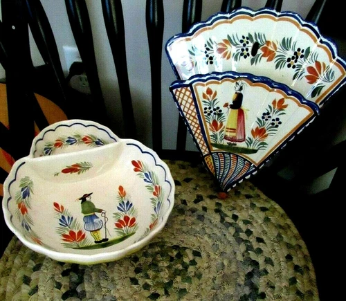 SIGNED HENRIOT  QUIMPER ~ THREE ITEMS ~ ONE PRICE