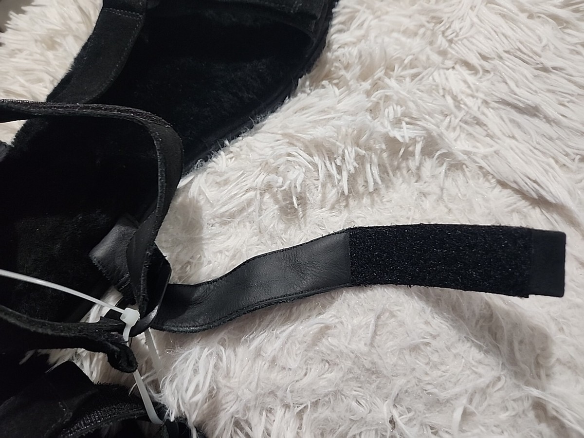 Vince Shoe Mens Destin Sport Sandal Black Suede Hook Loop Straps Fur Lined 9 NEW Vince Sandals 10.5 M Mens Destin Sport Black Suede Hook Loop  main image 2