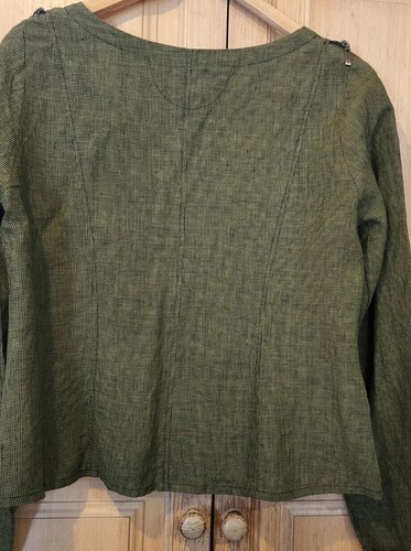 Olars Ulla, Size medium, Designer 100% linen jacket zip up, green & black design - Picture 14 of 18