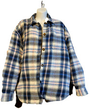 O'neill Pink Blue Flannel Plaid Sherpa Button Jacket Size Xl Heavy Nwt