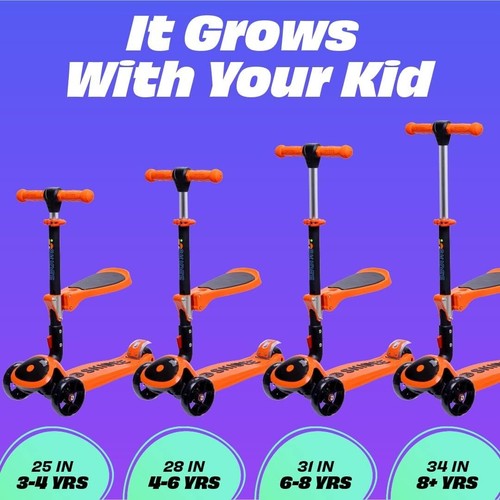 3-Wheel Kick Scooter for Ages 2-12 - Adjustable Height & Glow Wheels - Picture 8 of 8