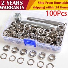 100XEyelet Punch Die Tool Set Leather Craft Banner Kit Eyelets Grommet Washer UK