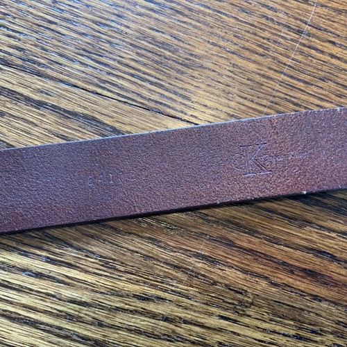 Vintage CALVIN KLEIN Italian Saddle Leather Belt Solid Brass Buckle Size Medium - Picture 10 of 13