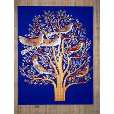 Papyrus - Tree of Life with a Dramatic Black Background.