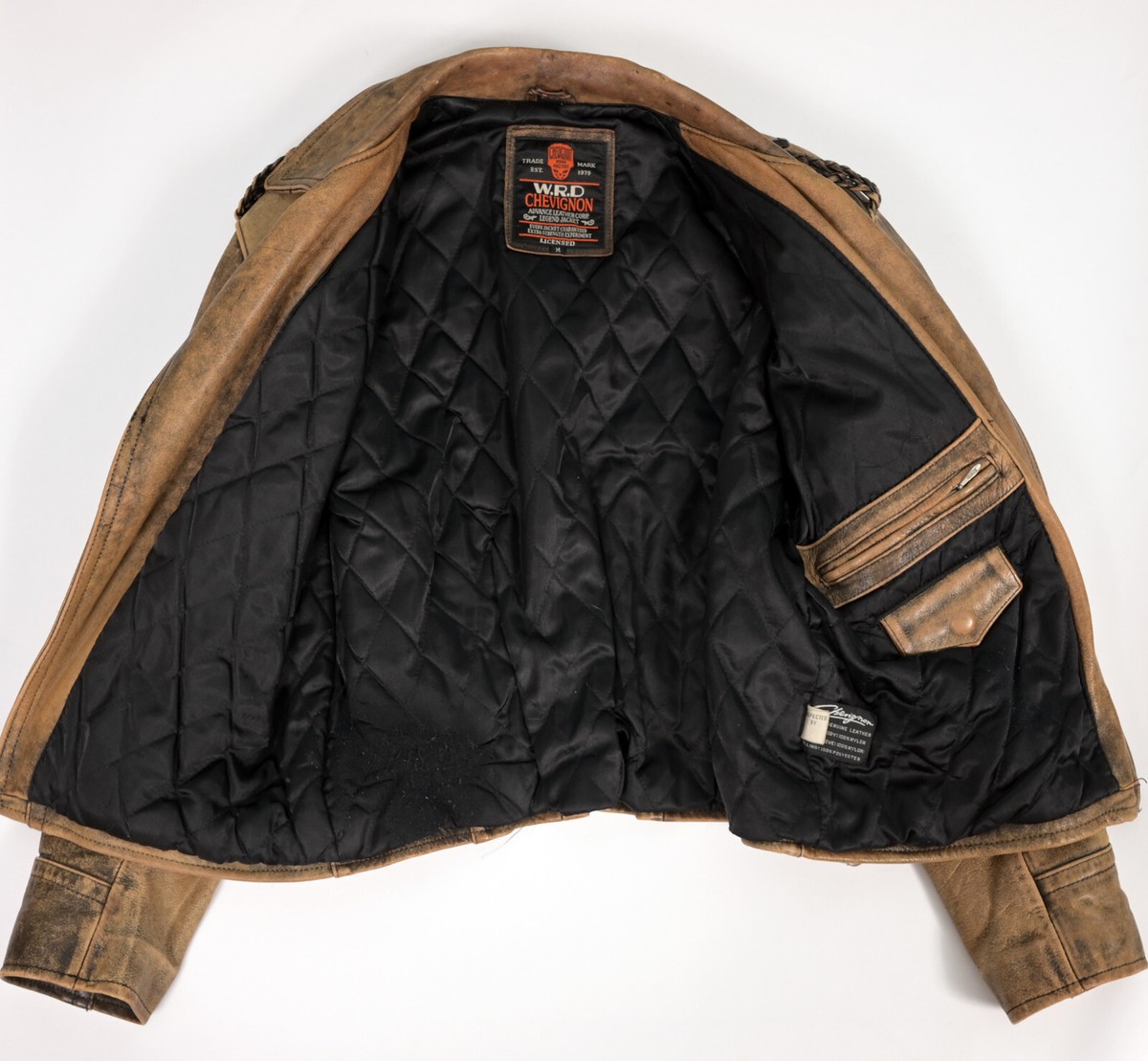 W.R.D CHEVIGNON ライダースジャケット S Chevignon Vintage Biker Leather Jacket W. R.d. Black