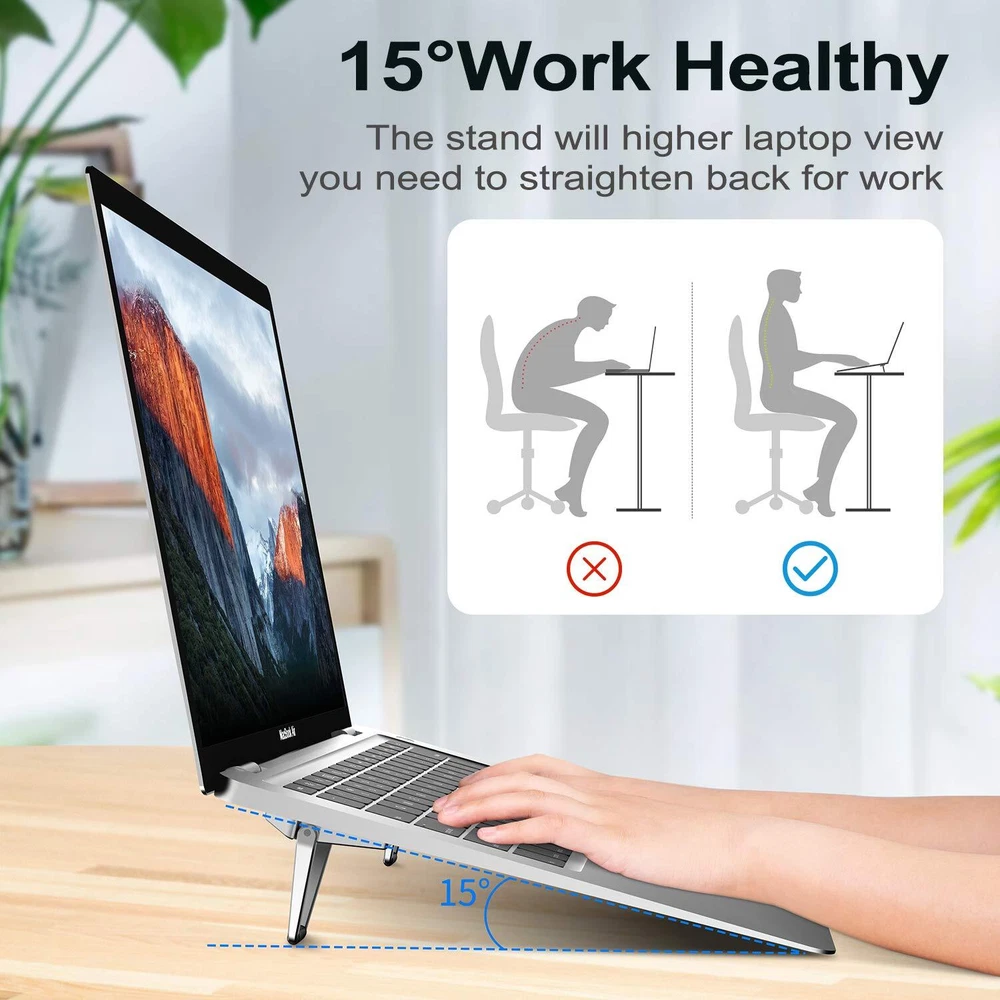 Portable Zinc Alloy Laptop Stand with Anti-Slip Desk Riser
