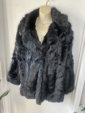 Warehouse Black Faux Fur Coat Size 12