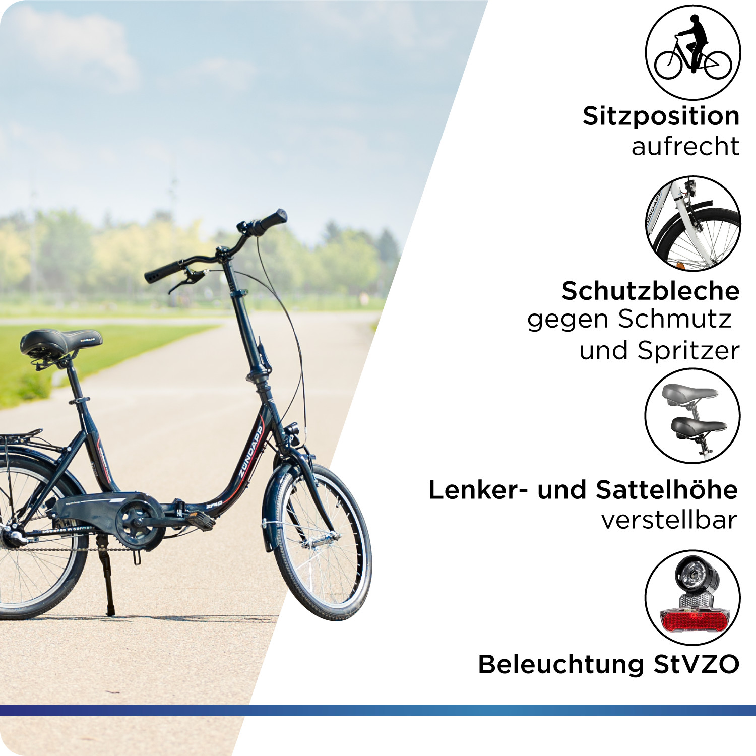 Klappfahrrad Klapprad 20 Zoll 17kg 3 Gang Faltrad Camping Bike Fahrrad Urban Rad