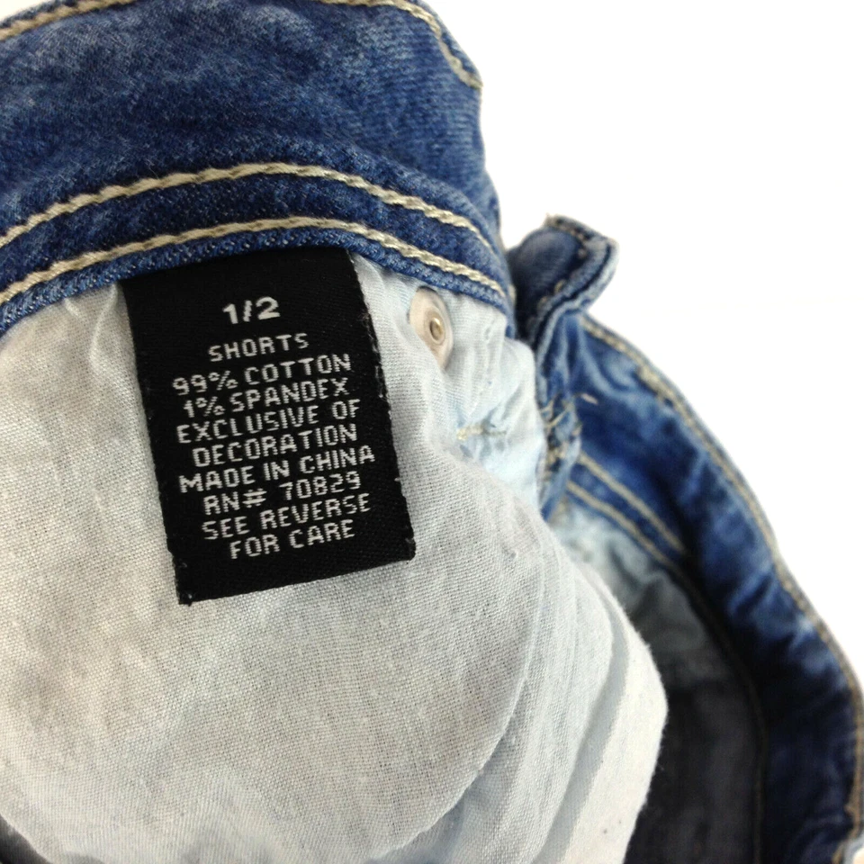 Rue21 Floral Bordado Mujer Denim Hot Pantalones Cortos Talla 1/2 Elástico Lavado Ligero Foto 4 de 4