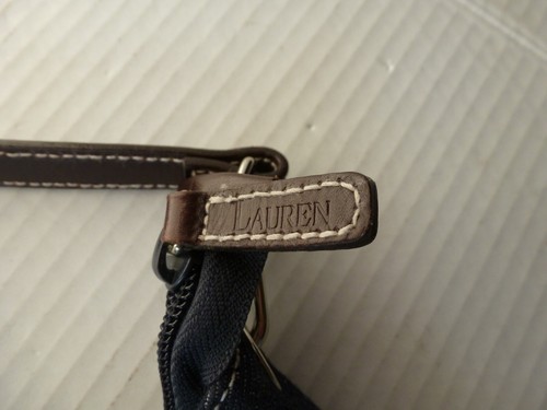 Vintage RALPH LAUREN Denim Schultertasche Damen Handtasche Leder Henkel Neu ohne Etikett - Bild 5 von 15