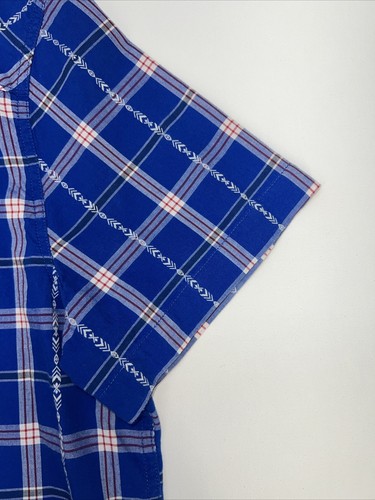 Lucky Brand Sportswear Button Up Short Sleeve Shirt Men’s XL Blue Aztec Plaid - Picture 5 of 15