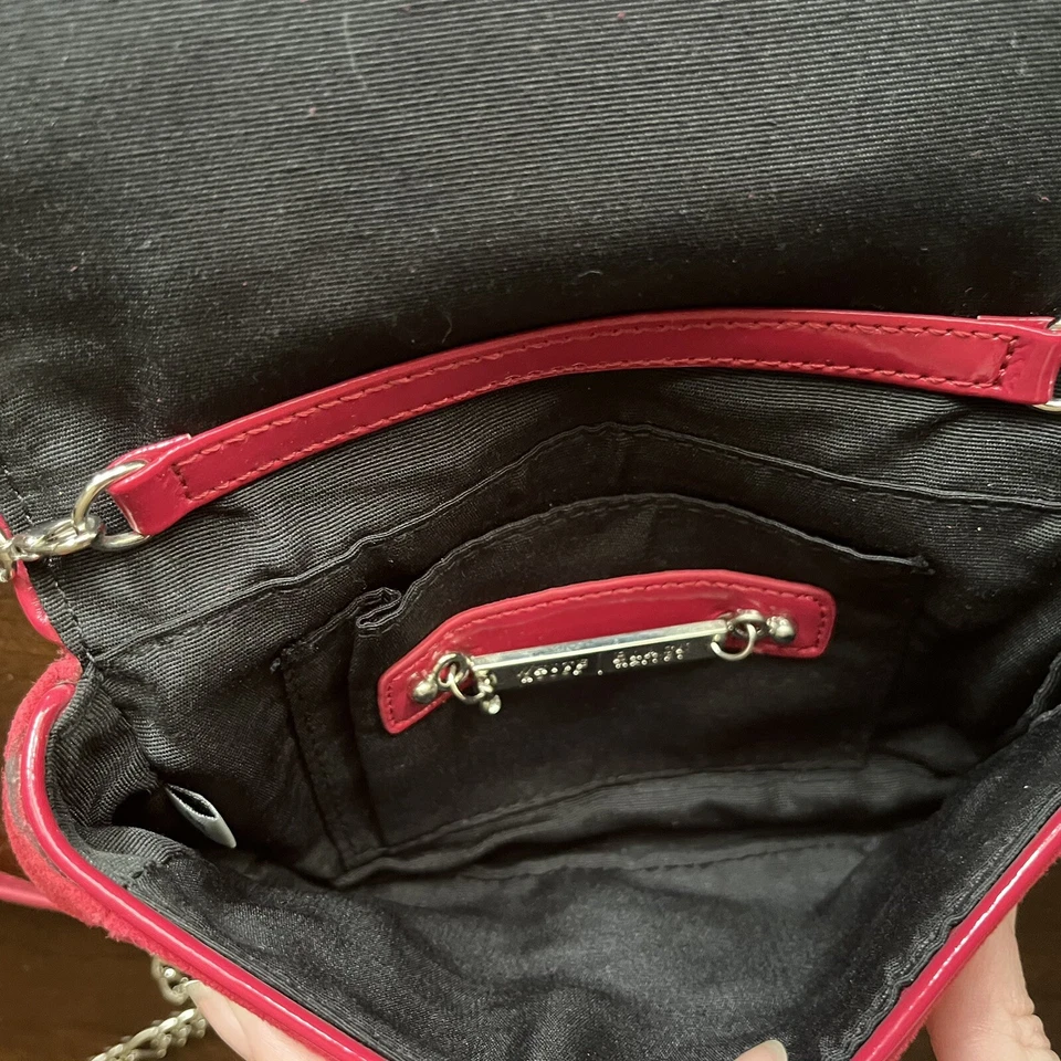 White House Black Market Red Suede Bow Mini Crossbody Purse Clutch - Image 4 of 4