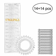 Coil Hair Ties Set Spiral Hair Tie Plastic Elastic Band with Bobby Pins 2PK