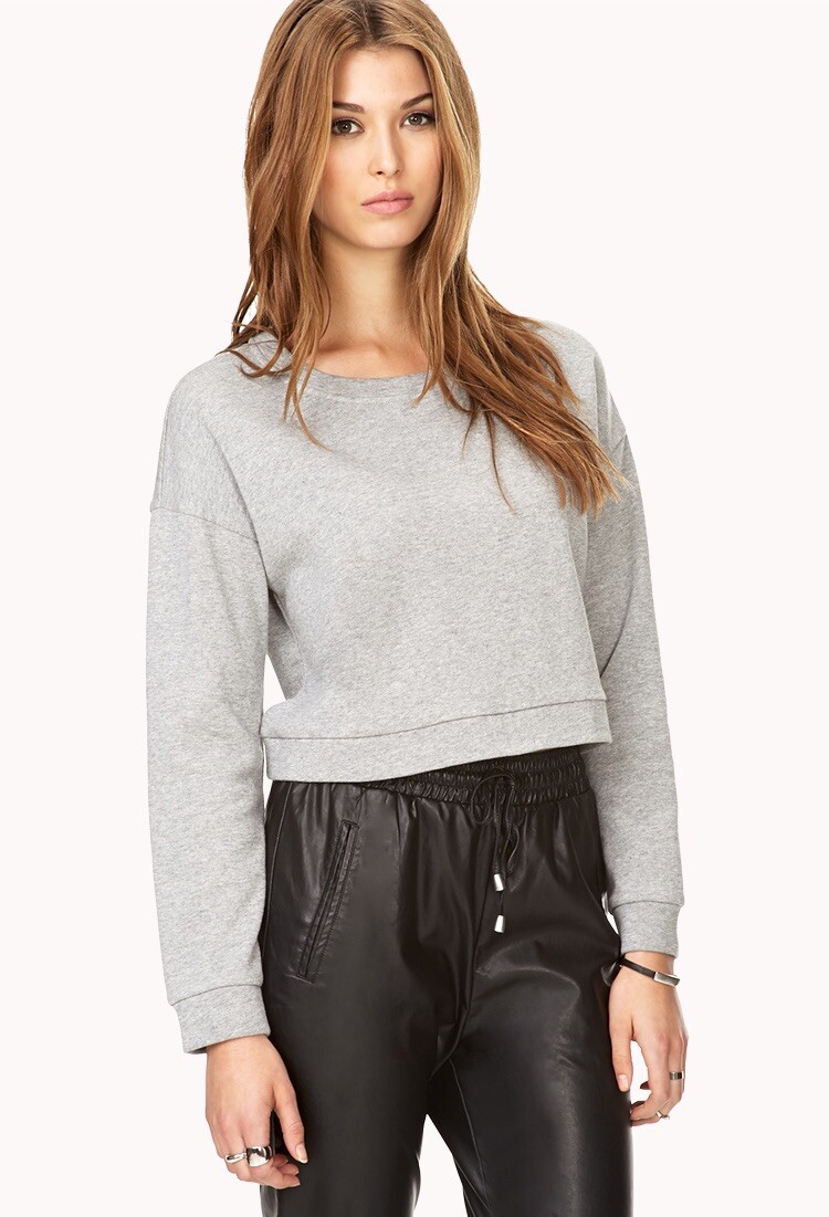 Forever 21 Gray V-Neck Cropped Hoodie Size XS | eBay