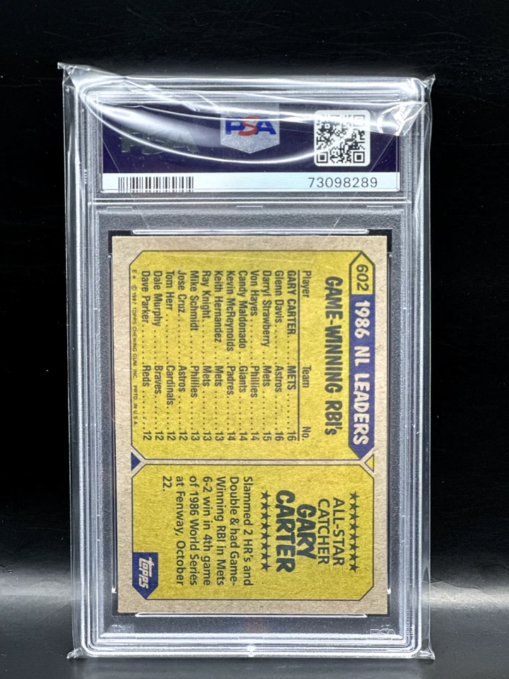 1987 Topps - All Star #602 Gary Carter New York Mets PSA 8 - Image 2 of 2