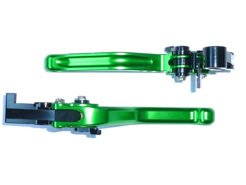 KAWASAKI ZX6R 2000 - 2004 SHORT GREEN BRAKE and CLUTCH LEVERS SET RACE TRACK - Picture 2 of 9
