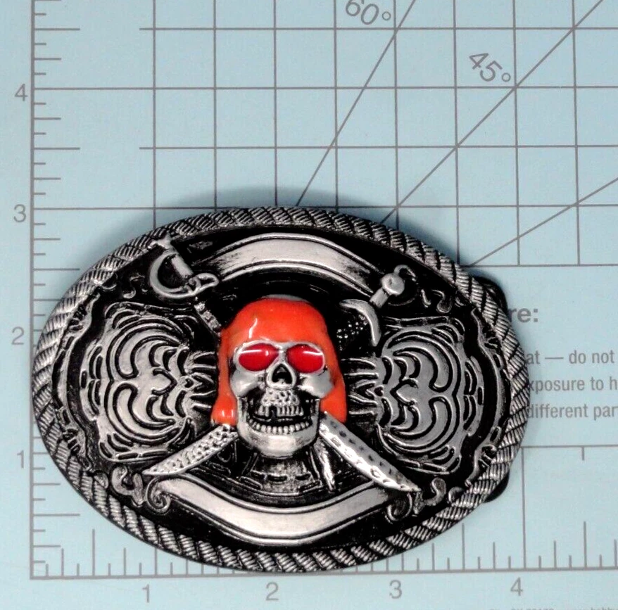 Calavera Espadas Cruzadas Cinturón Hebilla Motociclista Pirata Juegos con disfraces Halloween .GTA468 Foto 3 de 4