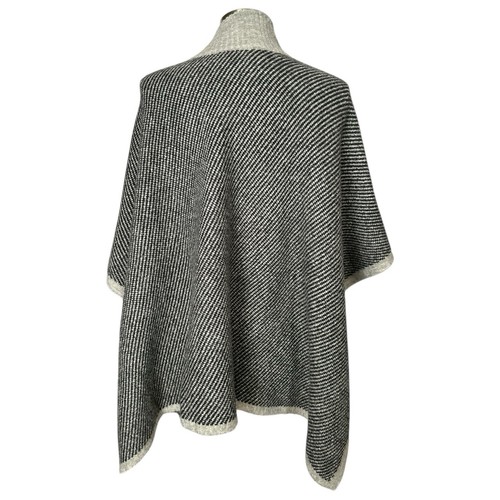 ANN TAYLOR Womens Size M/L Poncho Sweater Pull Over Striped Gray Turtleneck - Picture 9 of 17