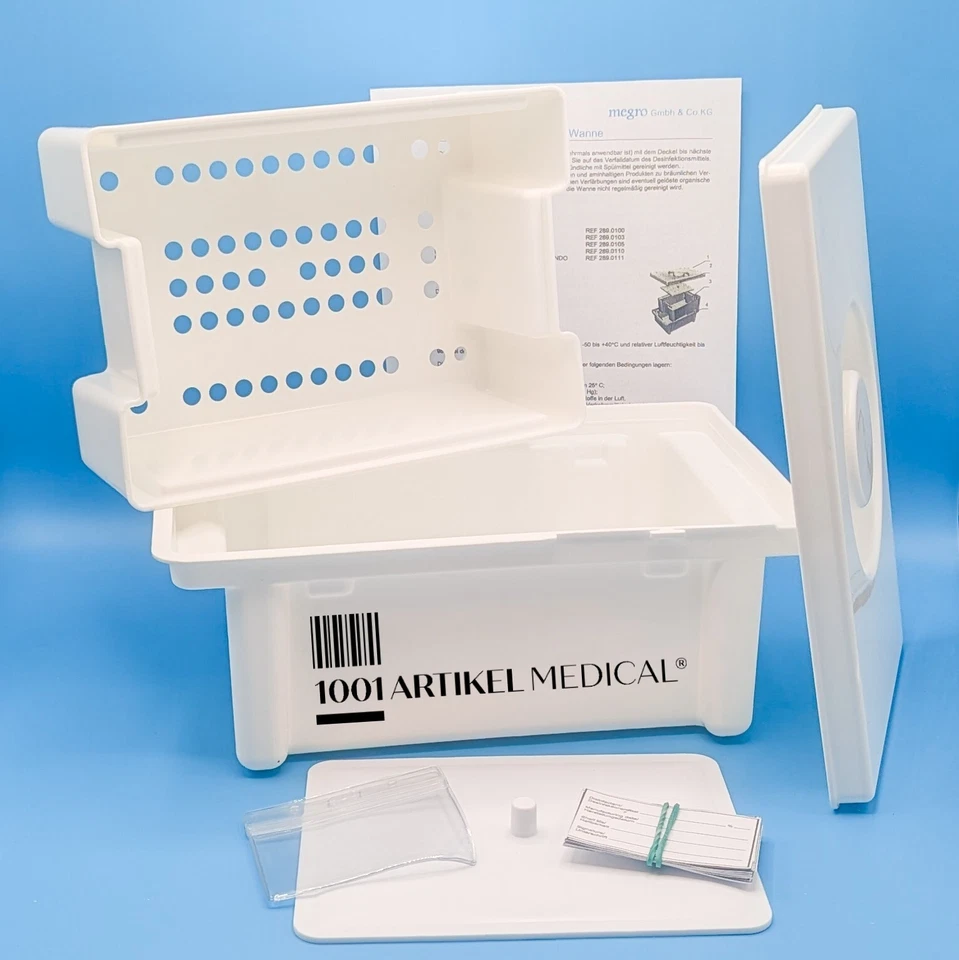 MEGRO / RATIOMED Desinfektionswanne 5 Liter mit Siebeinsatz und Druckplatte - MEG 289.0105