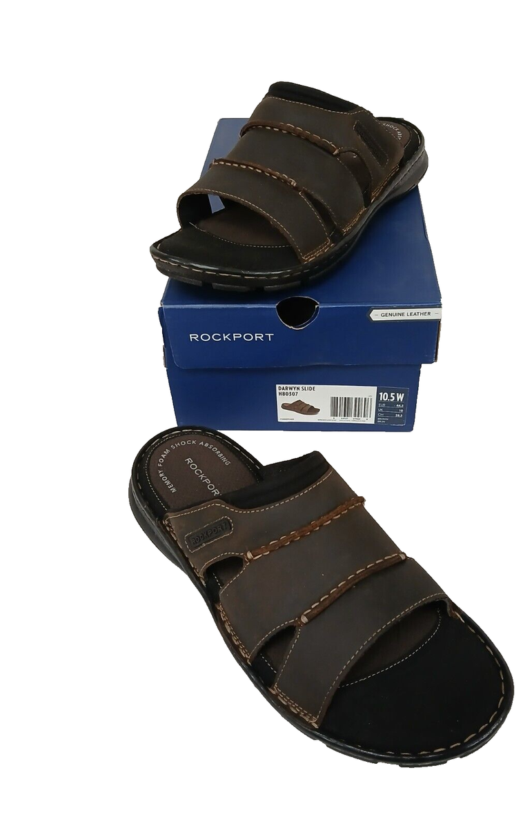 NEW Rockport Men's Darwyn Slide Brown Sandal SIZE: 10.5 W | eBay