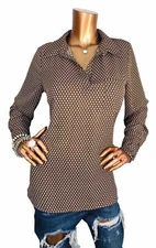 Pleione L Top Geometric Rhombus Prints V Cut Blouse Sexy Long Slvs Soft Easywear