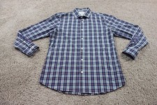 Mizzen Main Shirt Mens XL Blue Button Up Trim Check Performance Long Sleeve 2H