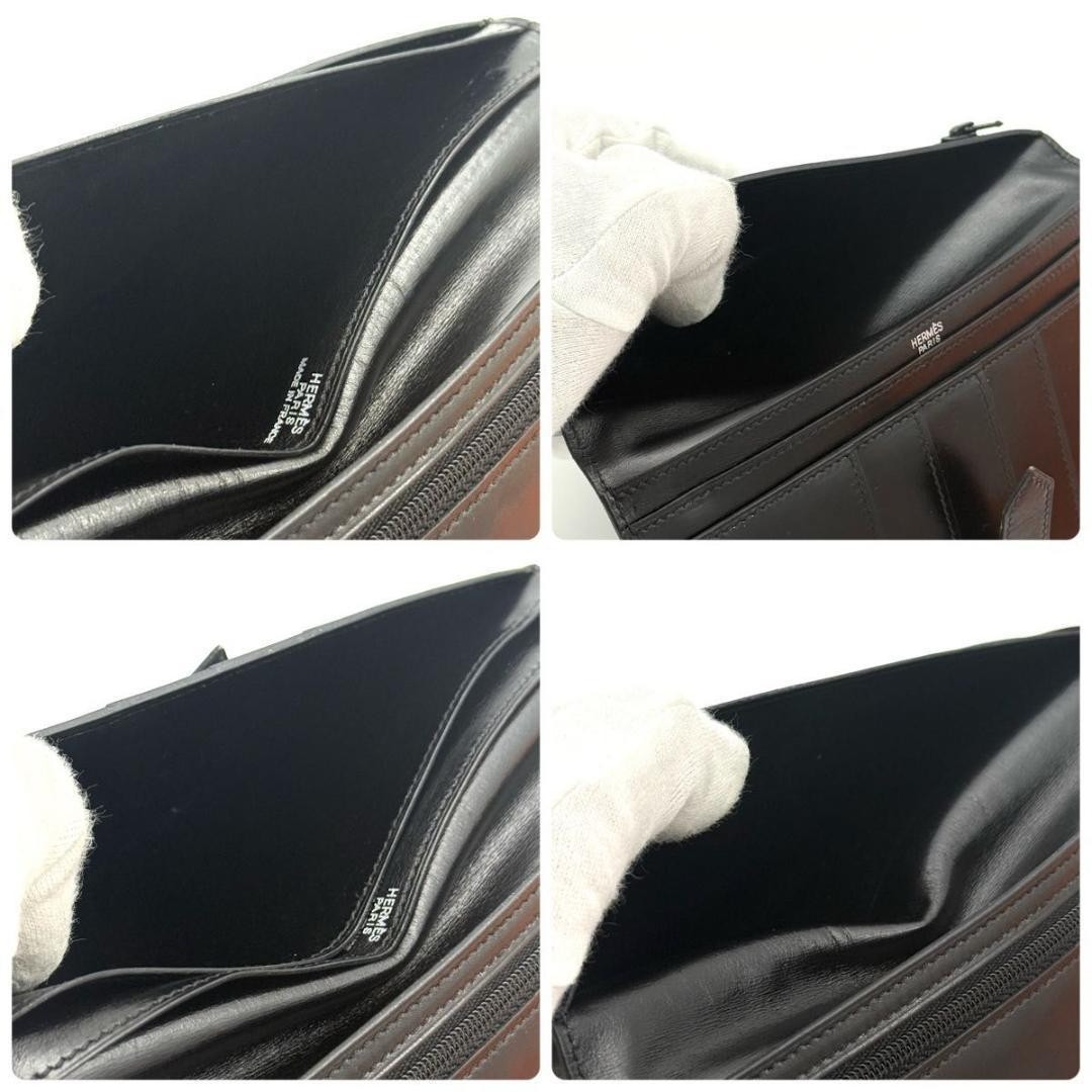 Hermes BeAin Classic Wallet Leather Black Silver Hardware 9.5x17.5cm thumbnail 5
