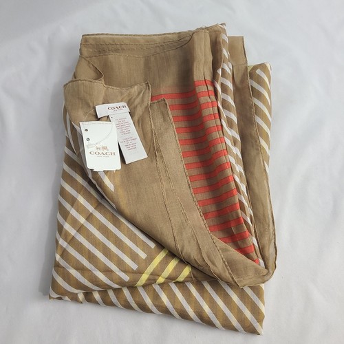 NWT Coach New York XL Geometric Striped Scarf Wrap Sarong 68" X 46" NEW - Picture 13 of 14