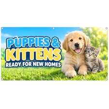 Puppies And Kittens Vinyl Banner Pet Adoption Sign Animal Shelter Rescue