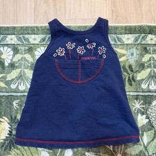 Vintage OshKosh B'gosh Toddler Girls Navy Blue Sleeveless Sweat Floral Dress