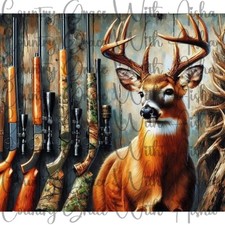 20oz Skinny Tumbler Hunting Deer Sublimation Transfer Ready To Press